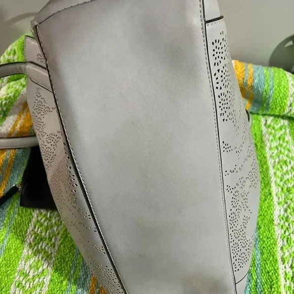 Beautiful faux leather laser cut tote with attached inside bag GUC - Picture 5 of 7